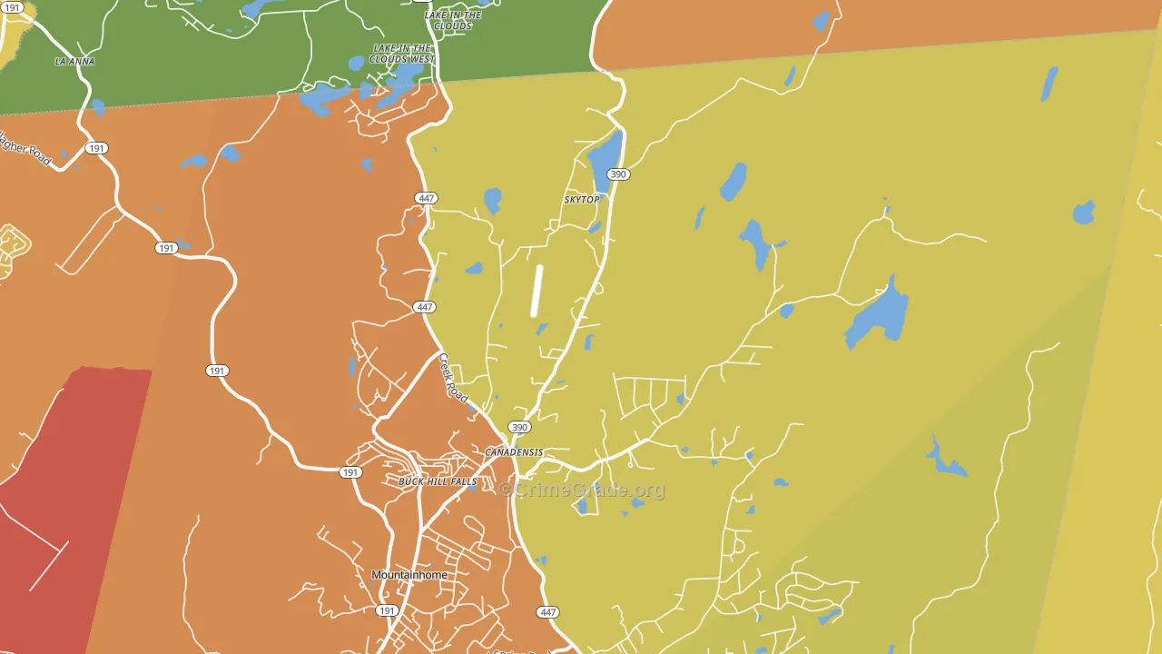 Canadensis, PA Map of Assault Rates