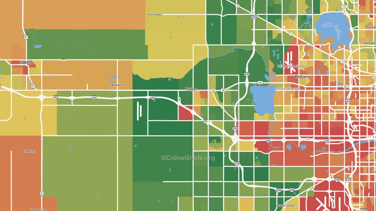 Canadian County, OK Map of Assault Rates