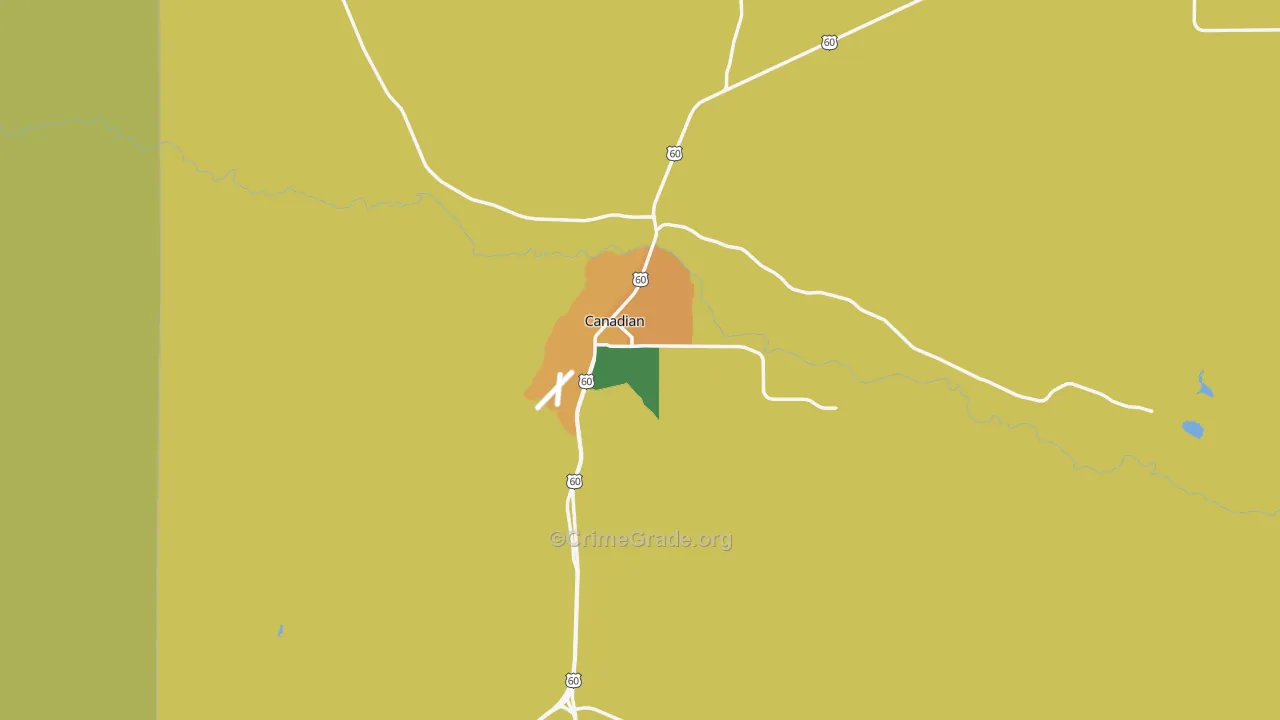 Canadian, TX Map of Assault Rates
