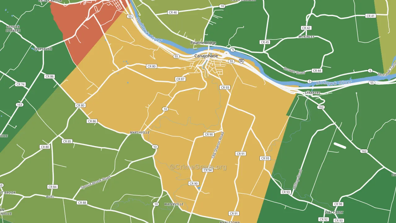 Canajoharie, NY Map of Assault Rates