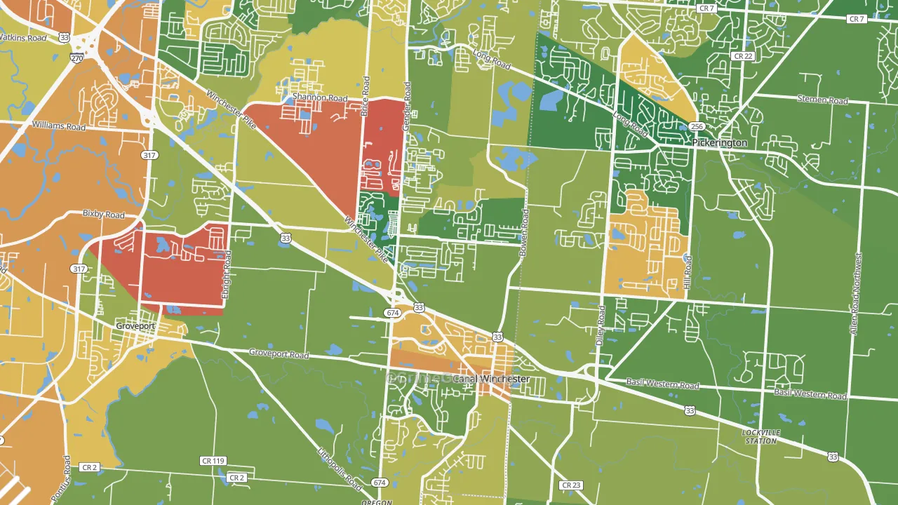 Canal Winchester, OH Map of Assault Rates