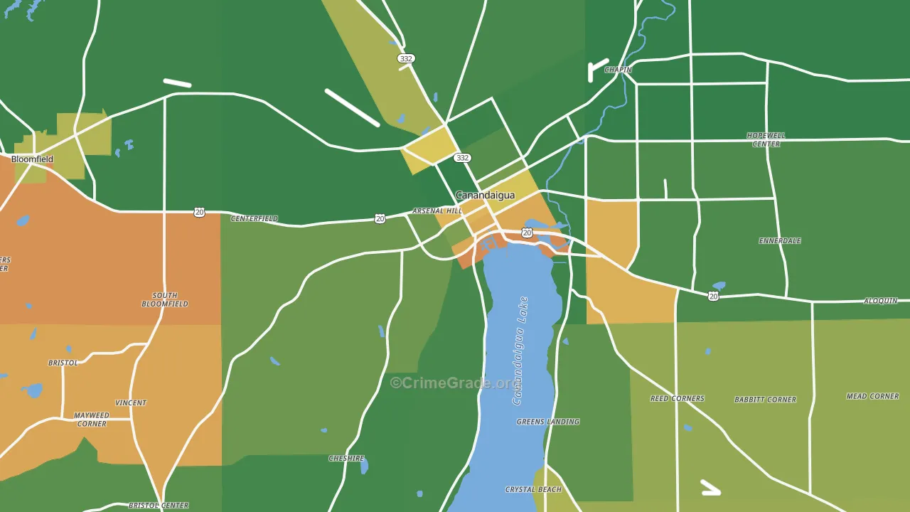 Canandaigua, NY Map of Assault Rates