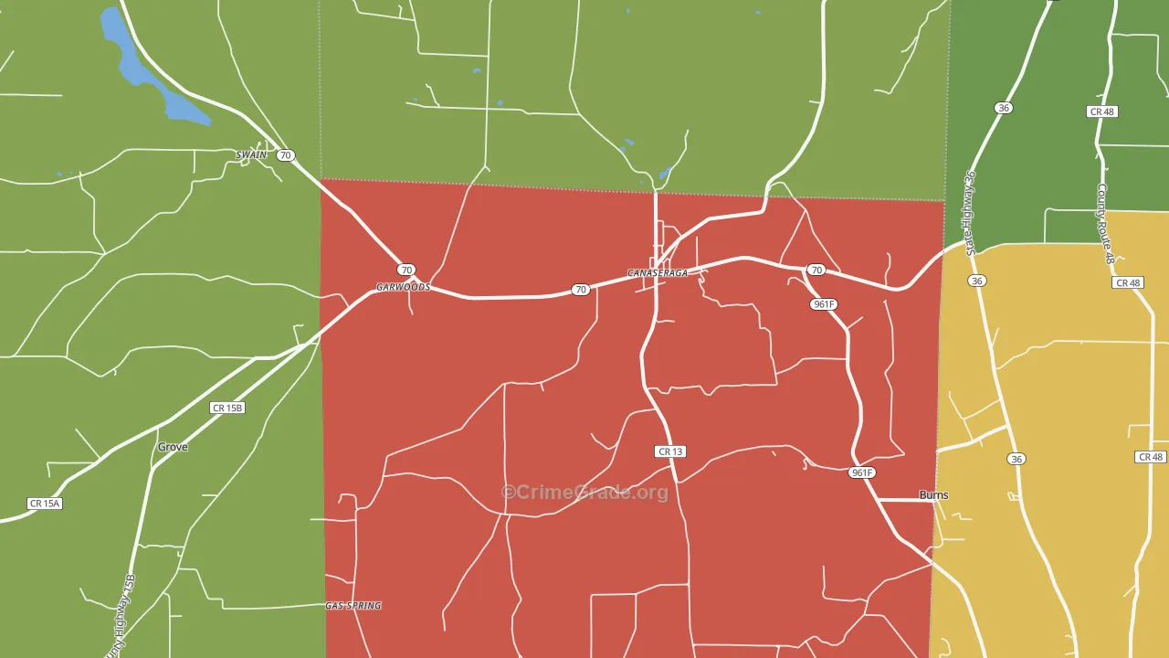 Canaseraga, NY Map of Assault Rates