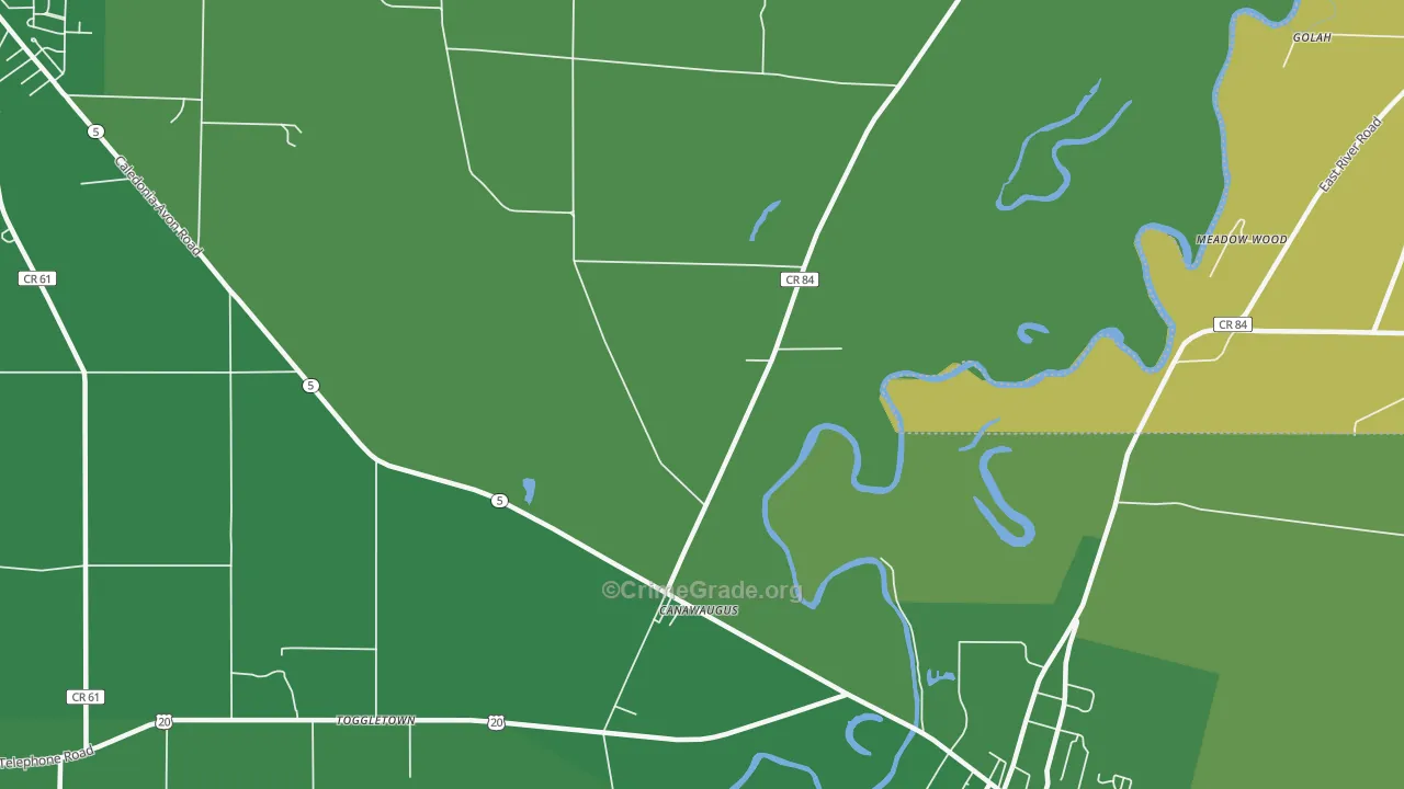 Canawaugus, NY Map of Assault Rates