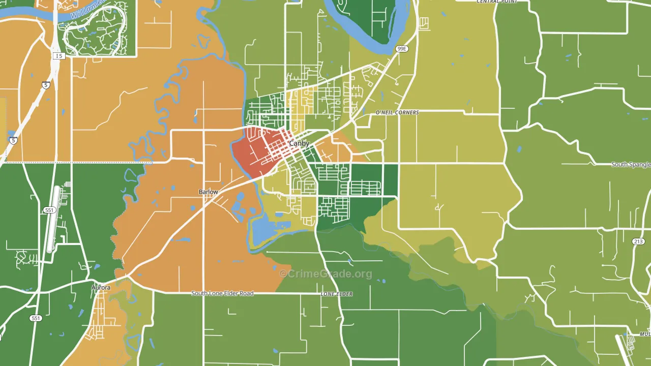 Canby, OR Map of Assault Rates