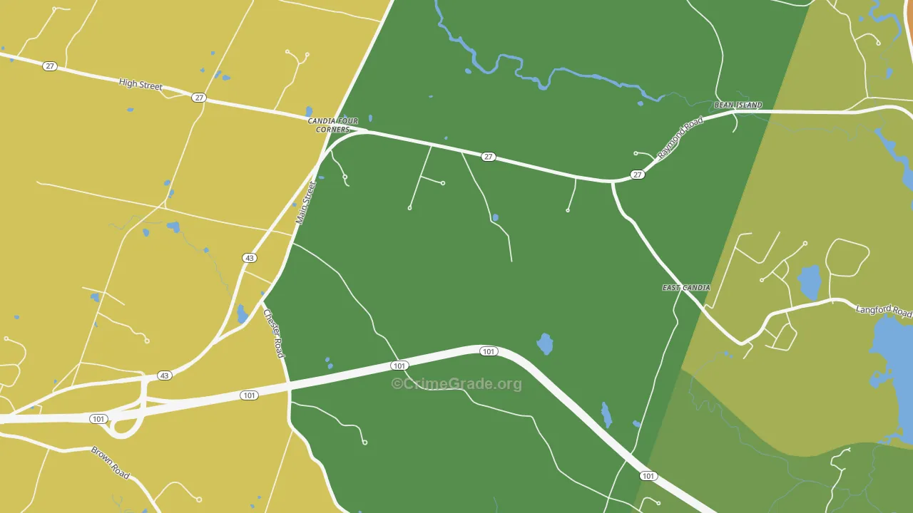 Candia Four Corners, NH Map of Assault Rates