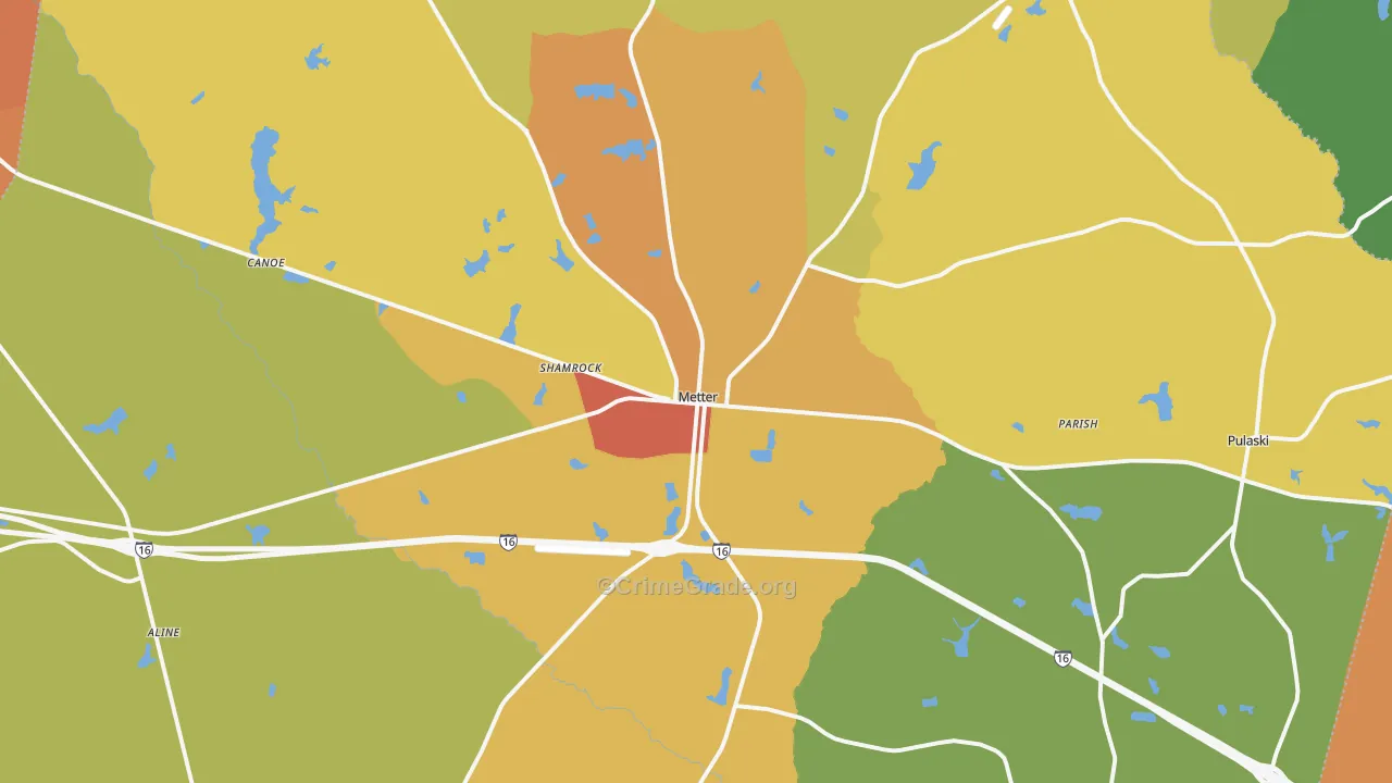 Candler County, GA Map of Assault Rates