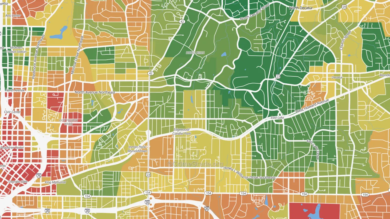 Candler Park, Atlanta, GA Map of Assault Rates