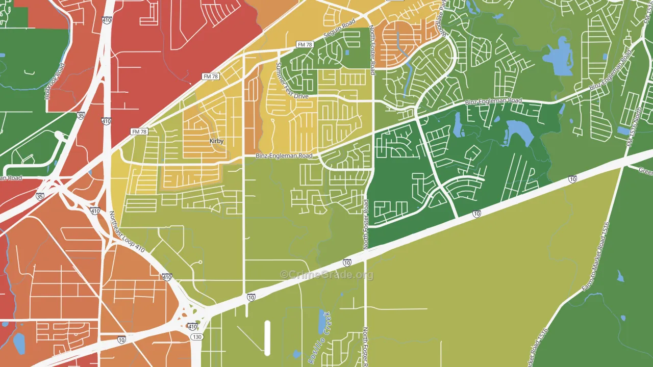Candlewood Park, San Antonio, TX Map of Assault Rates