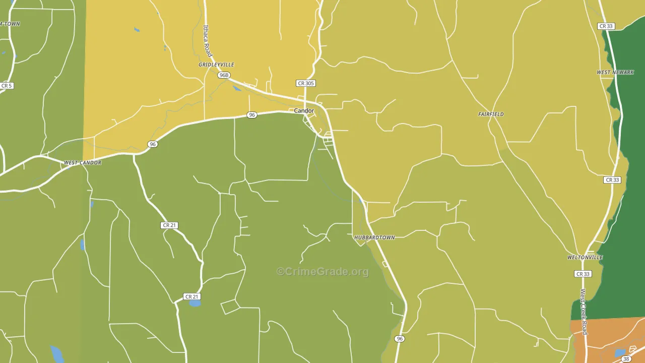 Candor, NY Map of Assault Rates