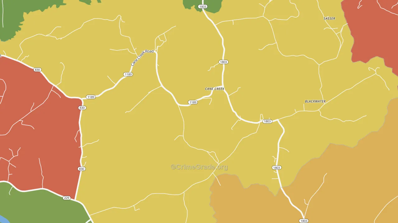 Cane Creek, KY Map of Assault Rates