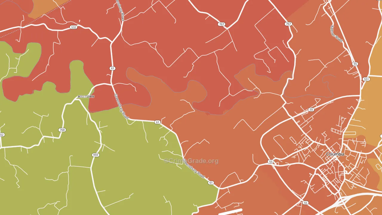 Cane Valley, KY Map of Assault Rates