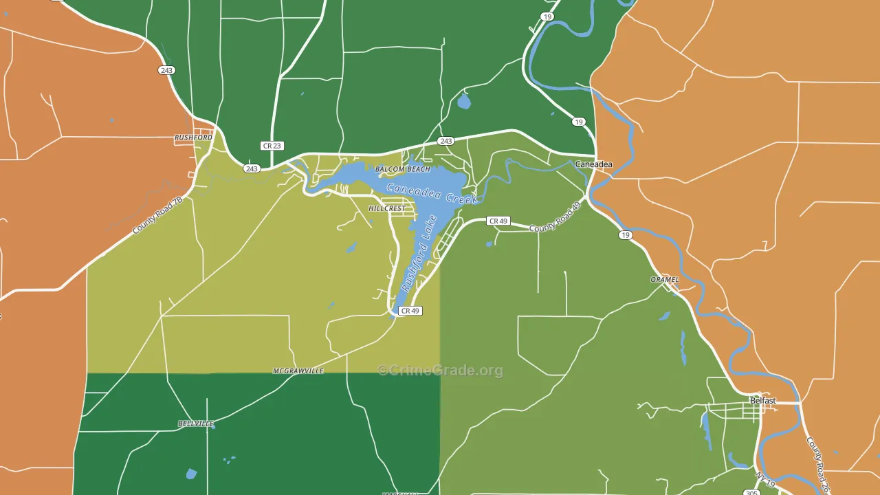 Caneadea, NY Map of Assault Rates