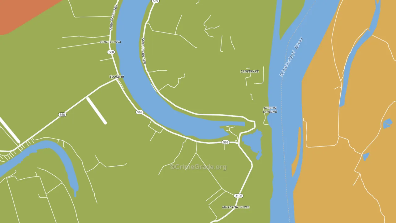 Canebrake, LA Map of Assault Rates