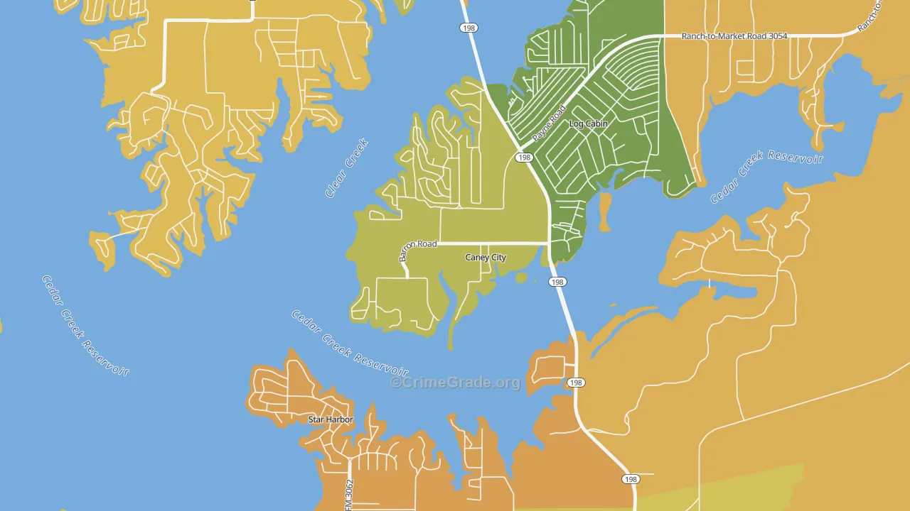 Caney City, TX Map of Assault Rates