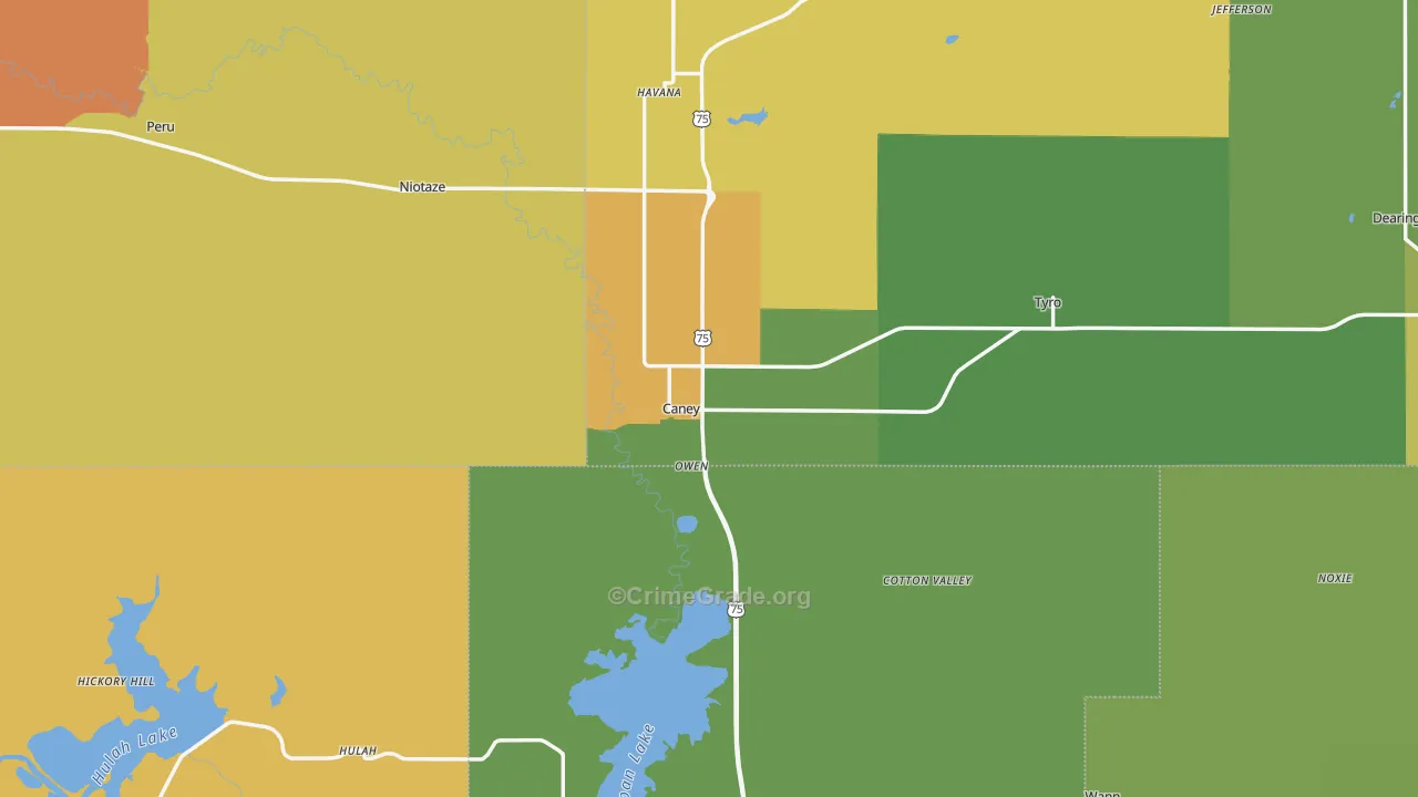 Caney, KS Map of Assault Rates