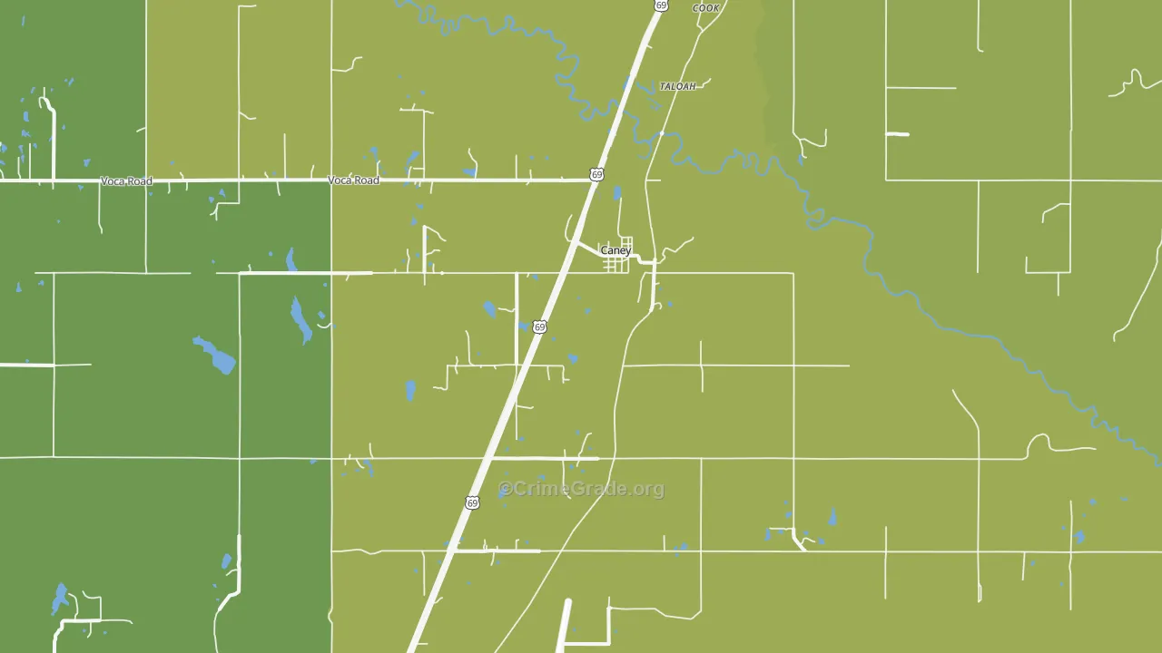 Caney, OK Map of Assault Rates