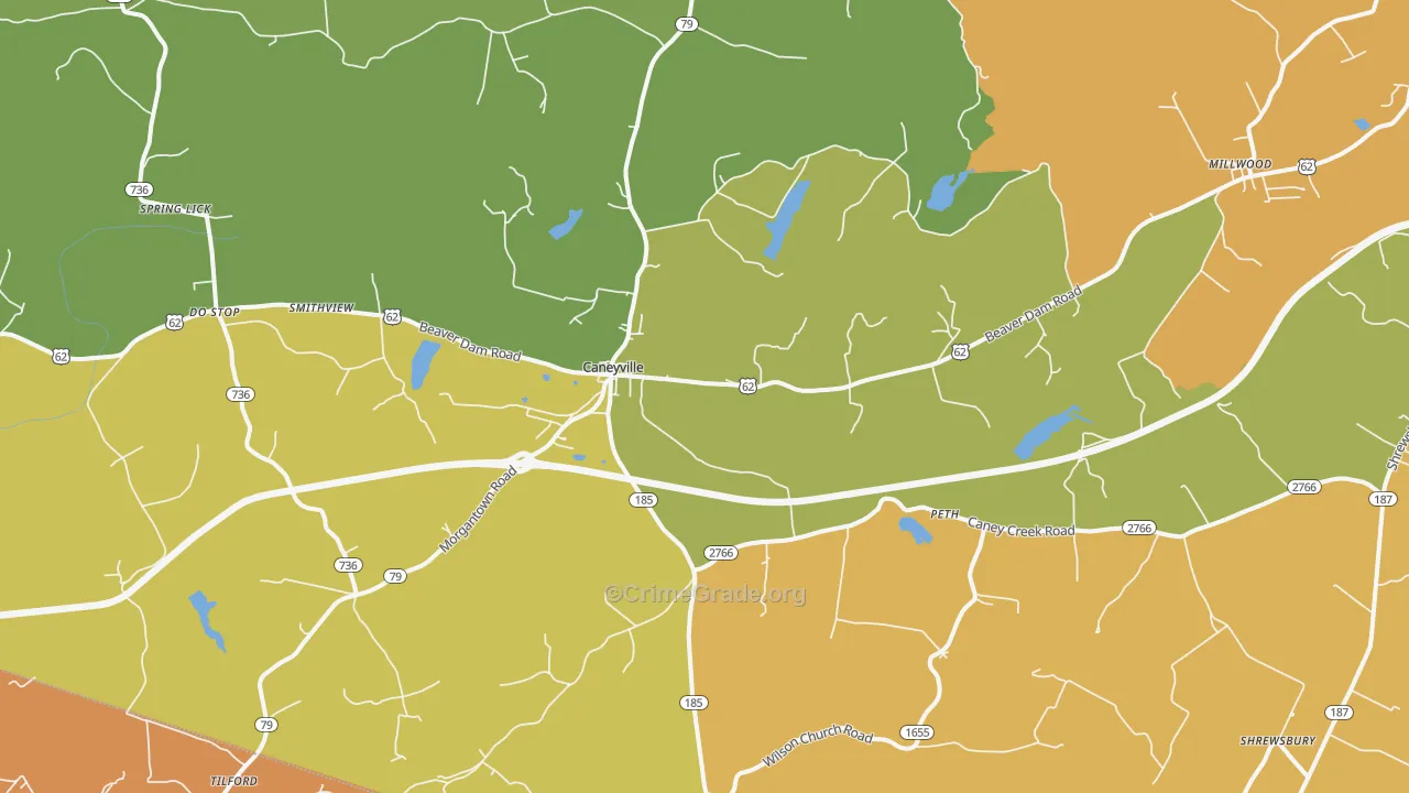 Caneyville, KY Map of Assault Rates
