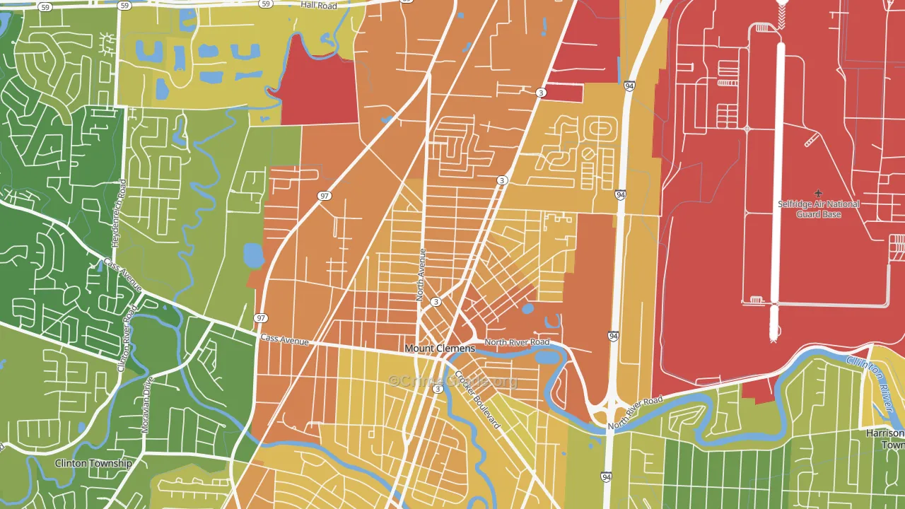 Canfield Manor, Mount Clemens, MI Map of Assault Rates