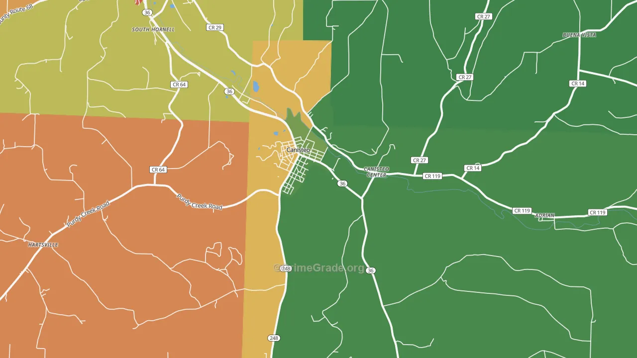 Canisteo, NY Map of Assault Rates