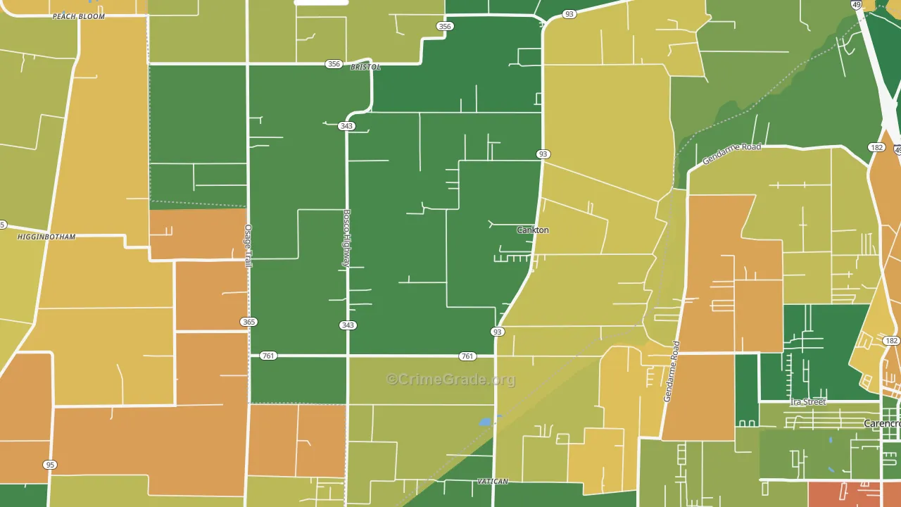 Cankton, LA Map of Assault Rates