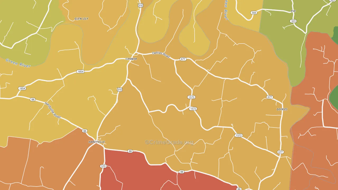 Canmer, KY Map of Assault Rates