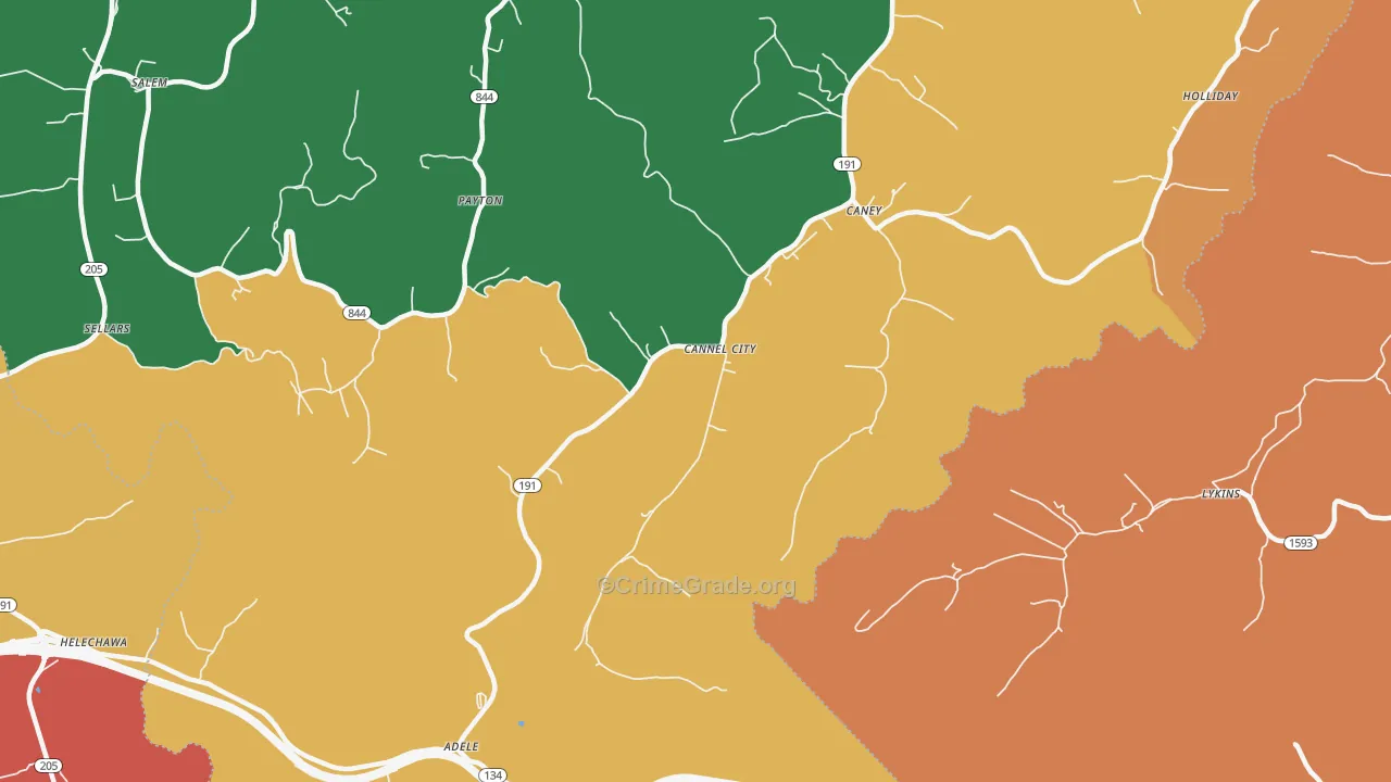 Cannel City, KY Map of Assault Rates
