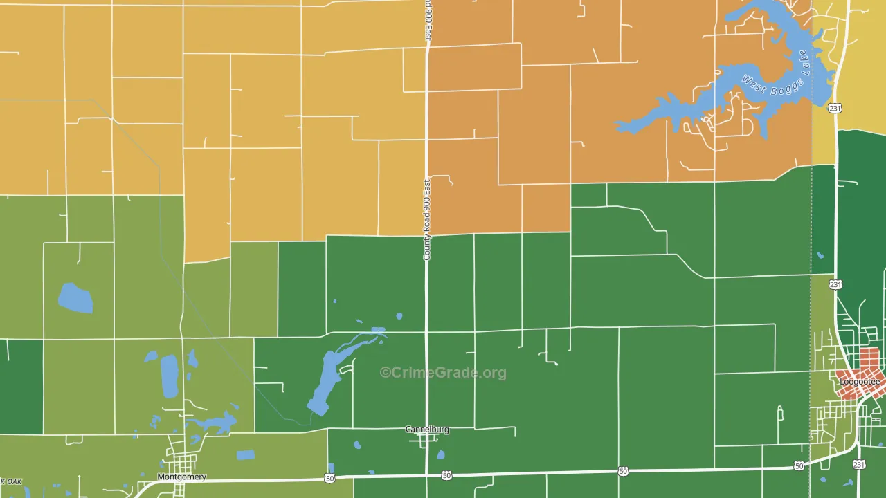 Cannelburg, IN Map of Assault Rates