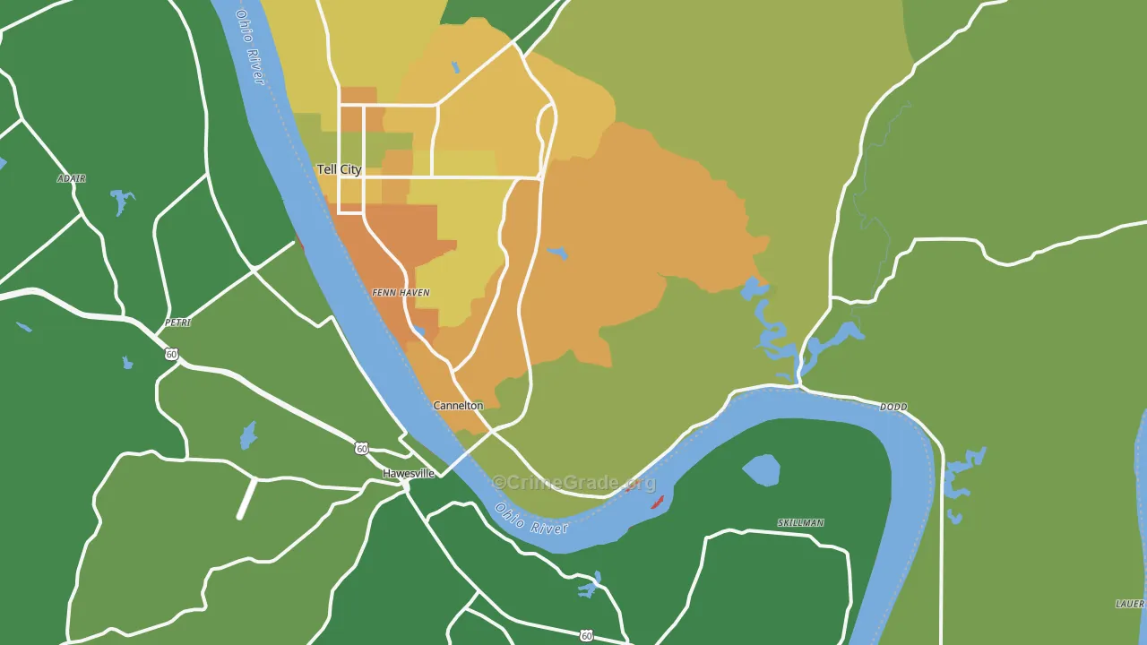 Cannelton, IN Map of Assault Rates