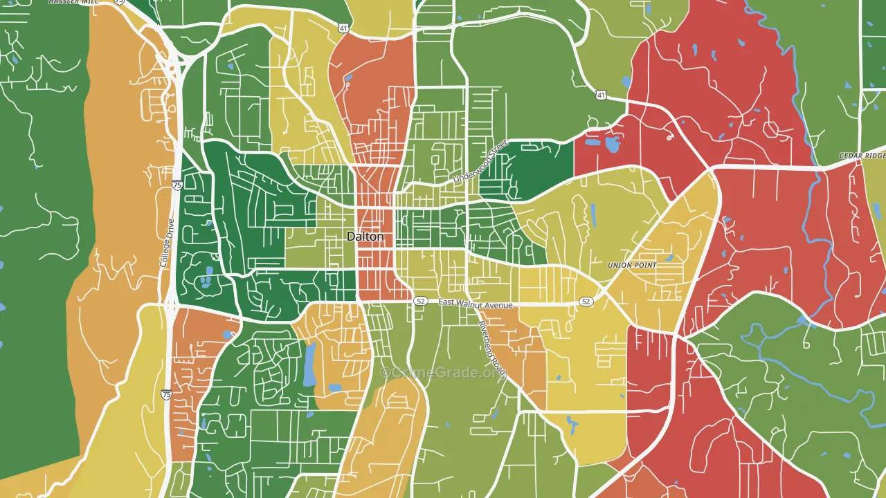 Cannon Heights, Dalton, GA Map of Assault Rates