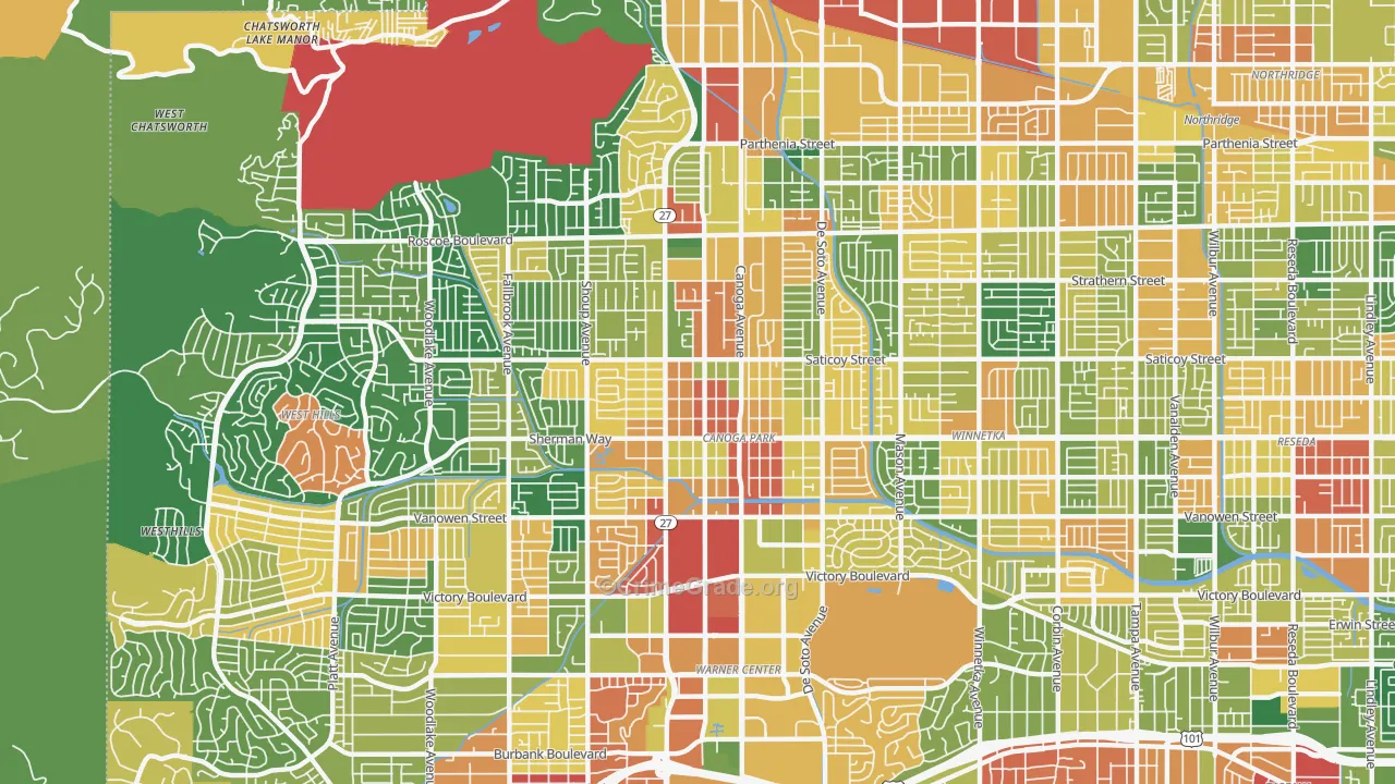 Canoga Park, CA Map of Assault Rates