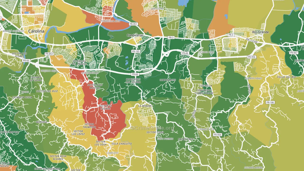 Canovanas, PR Map of Assault Rates
