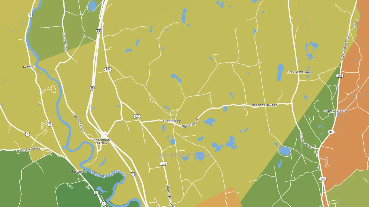 Canterbury, NH Map of Assault Rates