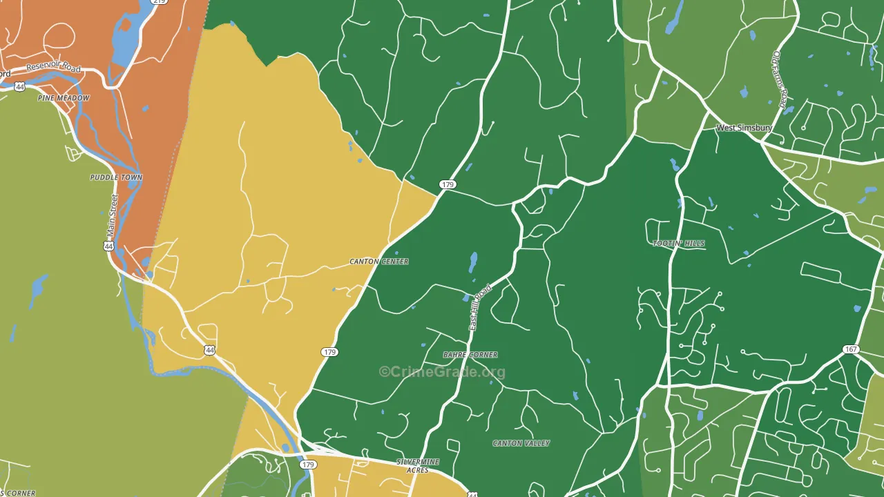 Canton Center, CT Map of Assault Rates