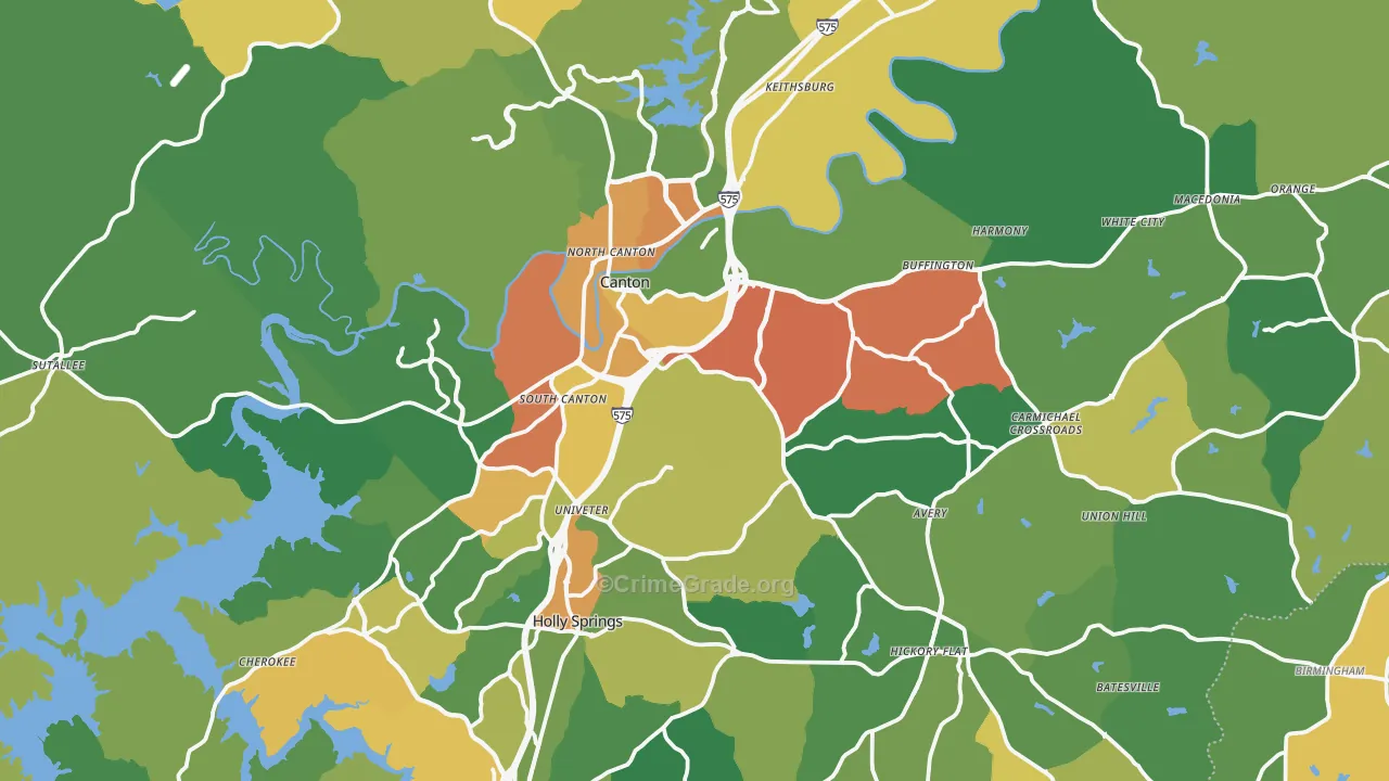 Canton, GA Map of Assault Rates