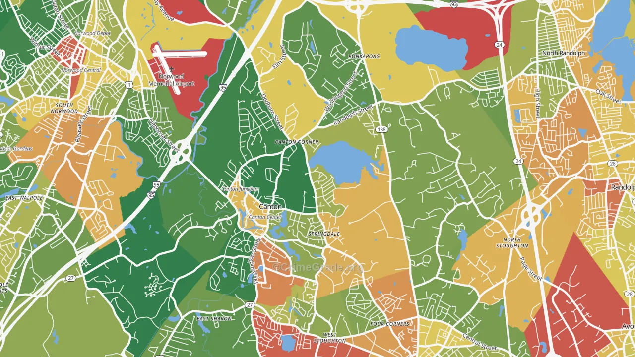 Canton, MA Map of Assault Rates