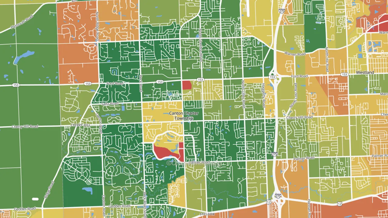Canton, MI Map of Assault Rates