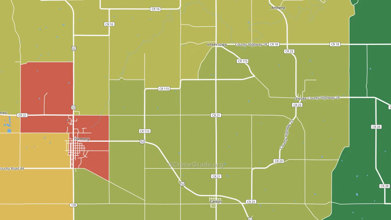 Canton, MN Map of Assault Rates