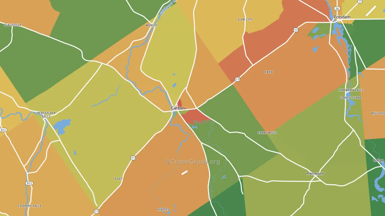 Canton, NY Map of Assault Rates