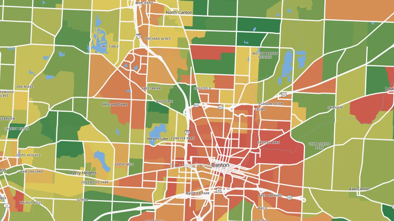 Canton, OH Map of Assault Rates