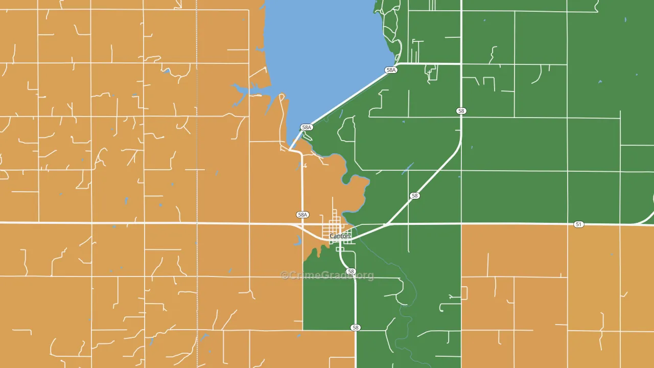 Canton, OK Map of Assault Rates