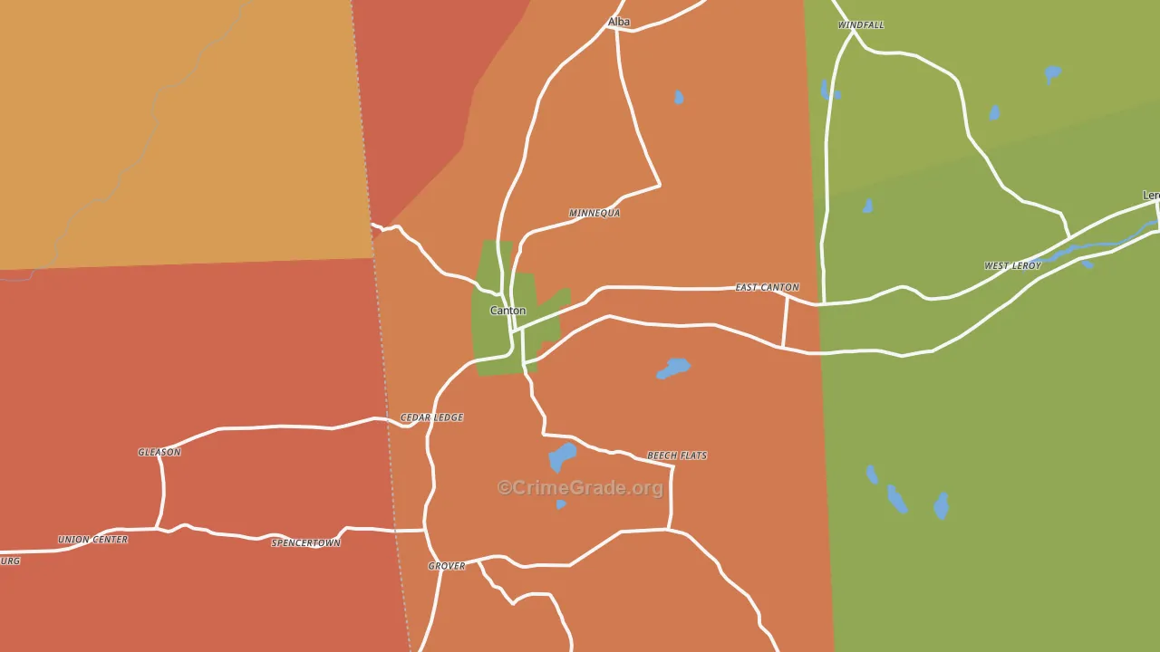 Canton, PA Map of Assault Rates