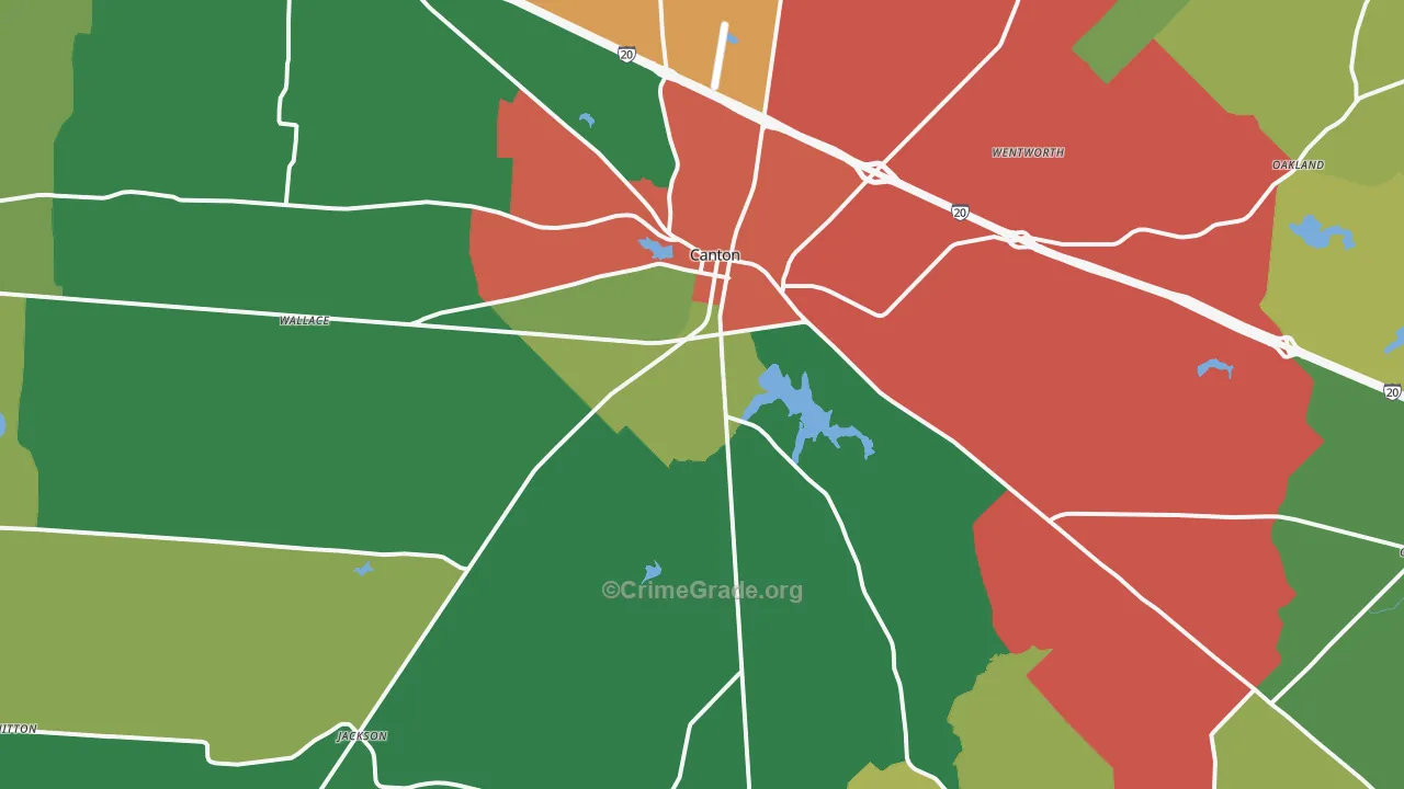 Canton, TX Map of Assault Rates