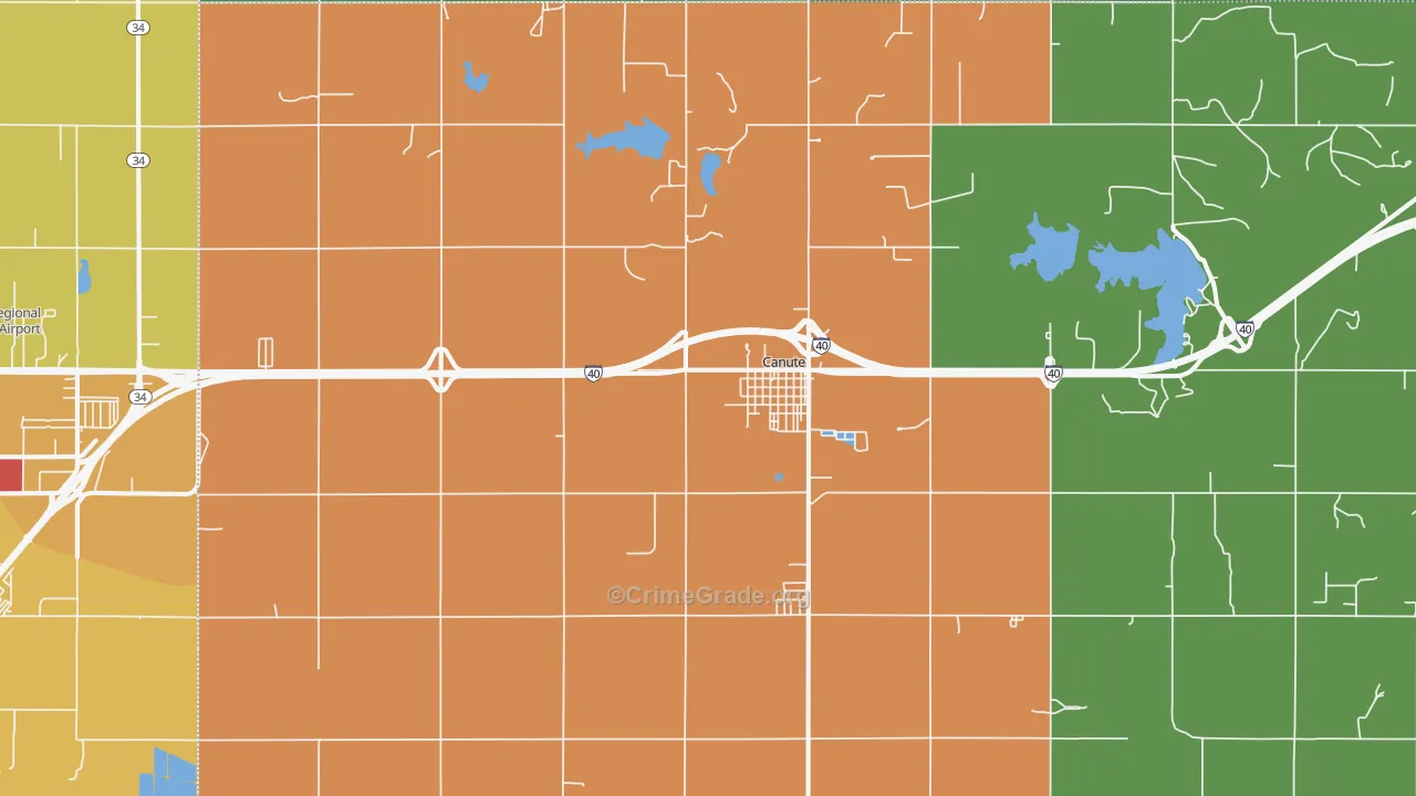 Canute, OK Map of Assault Rates