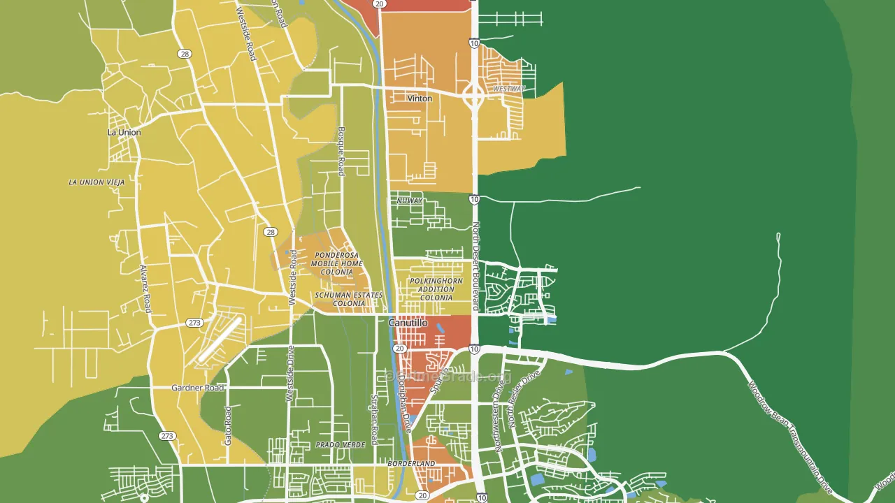 Canutillo, TX Map of Assault Rates