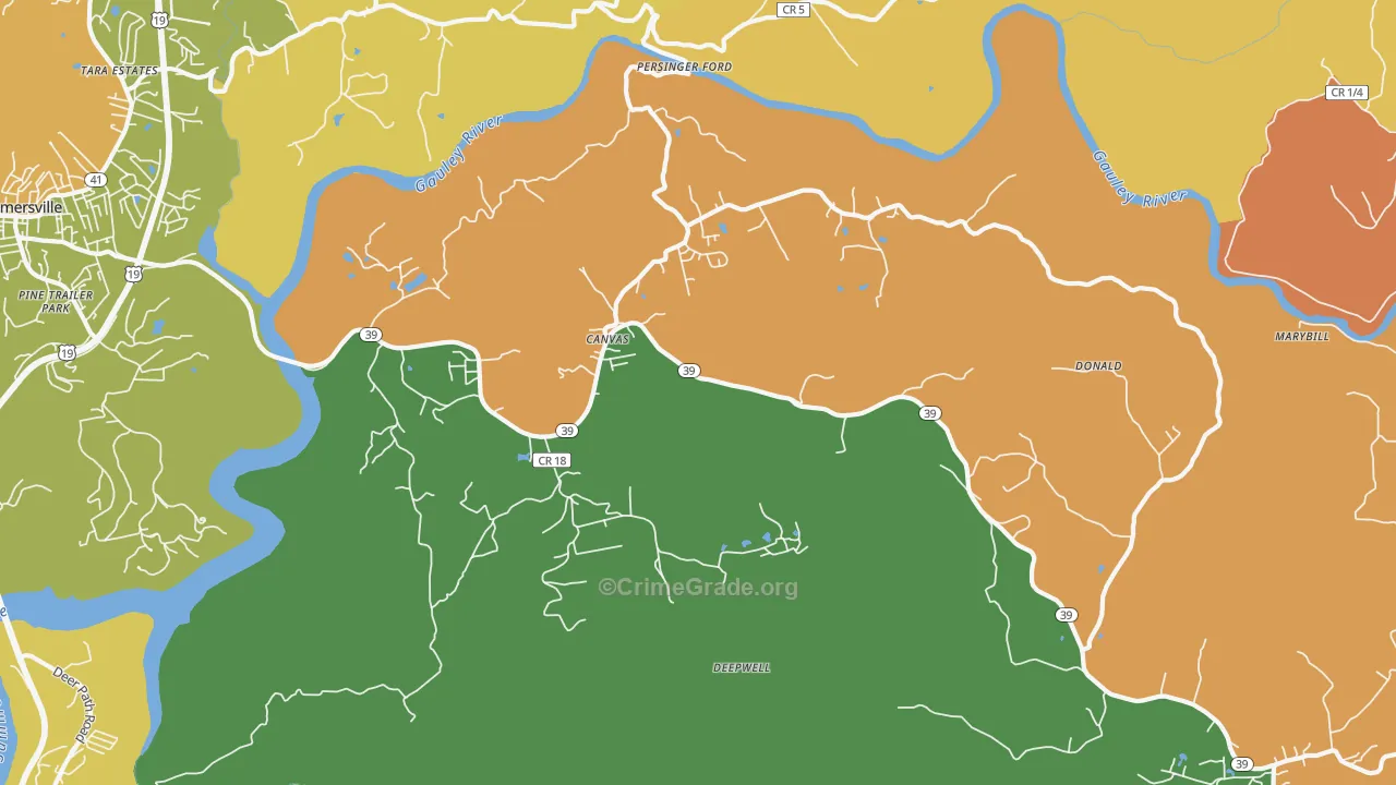 Canvas, WV Map of Assault Rates