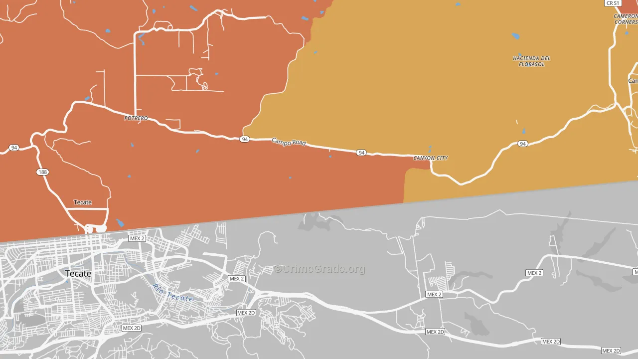 Canyon City, CA Map of Assault Rates