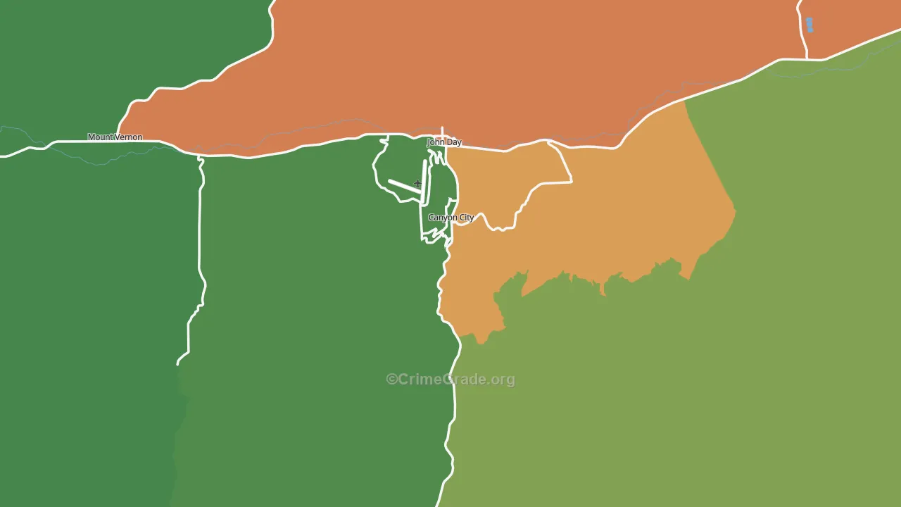 Canyon City, OR Map of Assault Rates