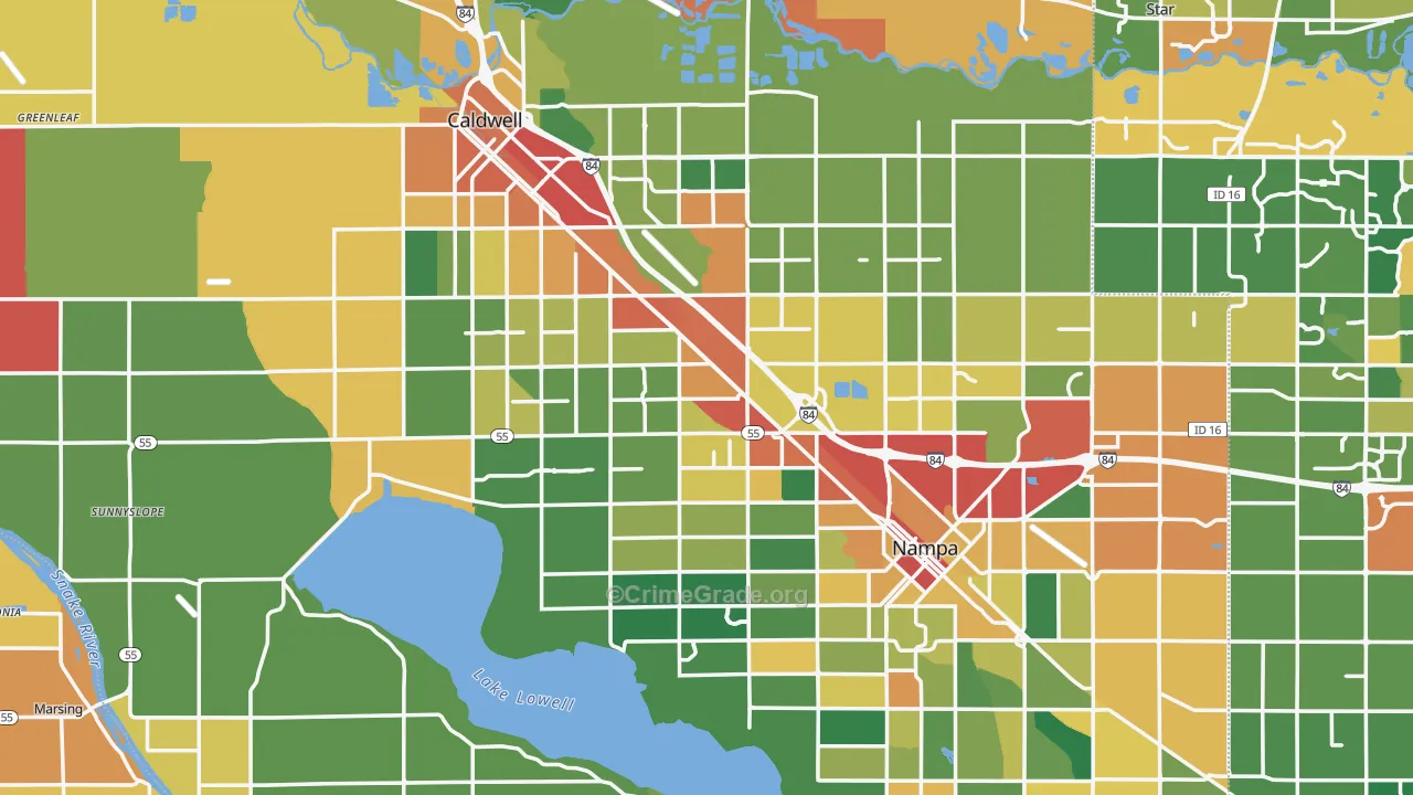 Canyon County, ID Map of Assault Rates