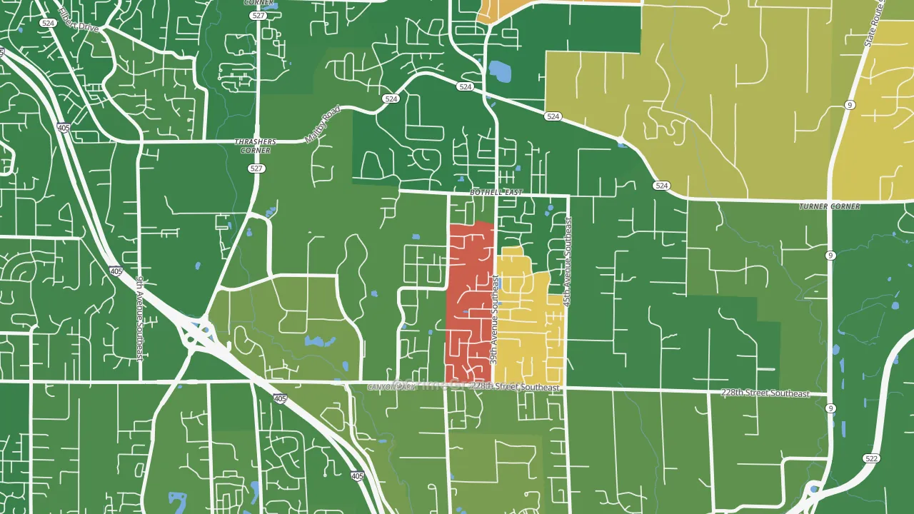 Canyon Creek-39th SE, Bothell, WA Map of Assault Rates